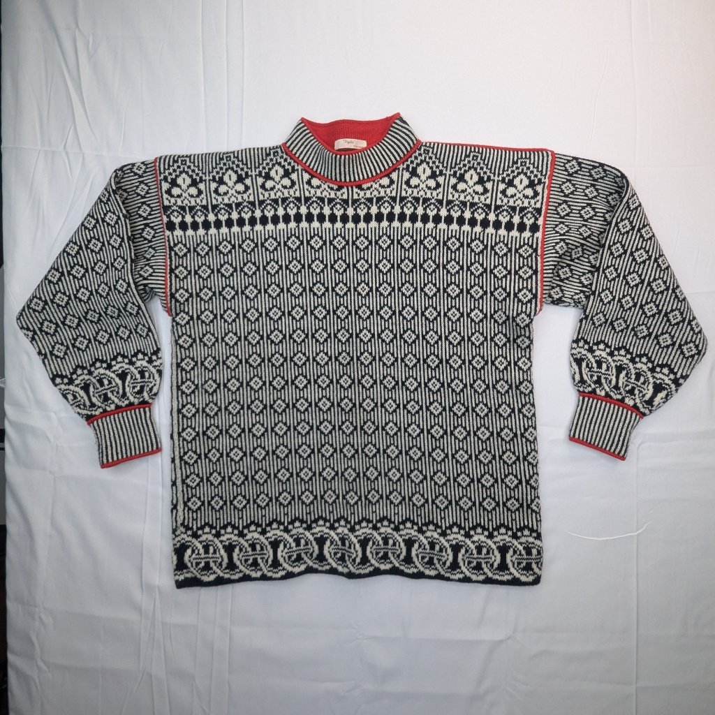 Vintage Hand Made Norwegian Wool Sweater By Vigdis Design Size Xl
